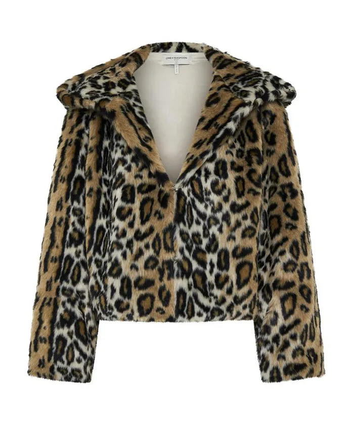 Women One Teaspoon Jackets FAUX LEOPARD SPLIT HOOD JACKET Women One Teaspoon Jackets FAUX LEOPARD SPLIT HOOD JACKET