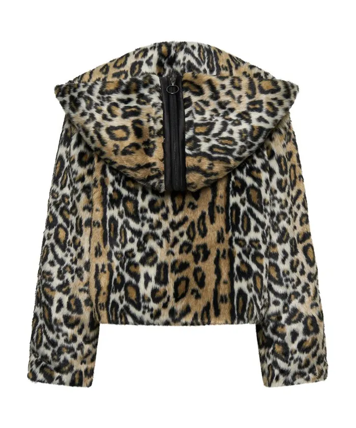 Women One Teaspoon Jackets FAUX LEOPARD SPLIT HOOD JACKET Women One Teaspoon Jackets FAUX LEOPARD SPLIT HOOD JACKET