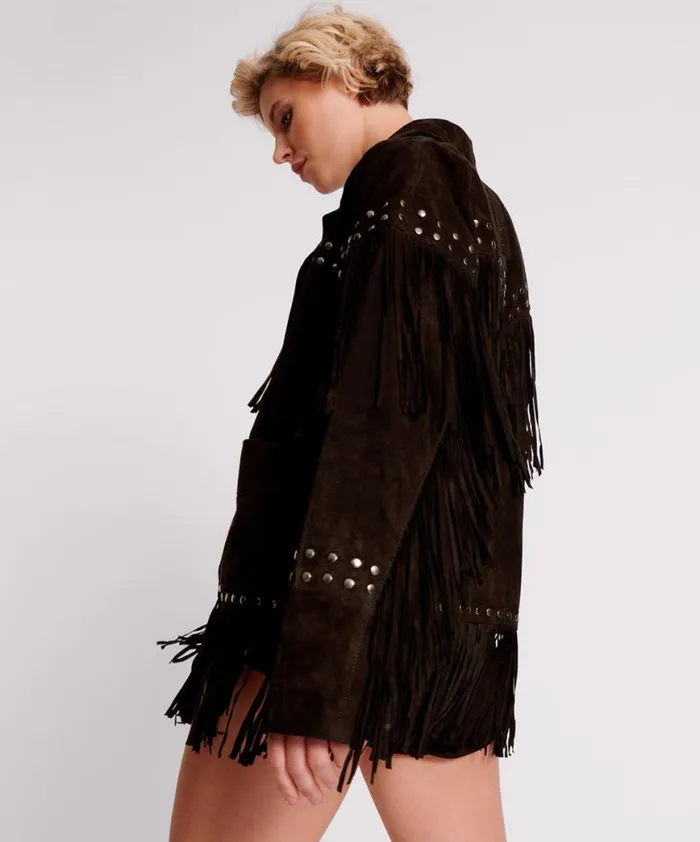 Women One Teaspoon Jackets GOTHIC RODEO FRINGED SUEDE STUDDED JACKET Women One Teaspoon Jackets GOTHIC RODEO FRINGED SUEDE STUDDED JACKET