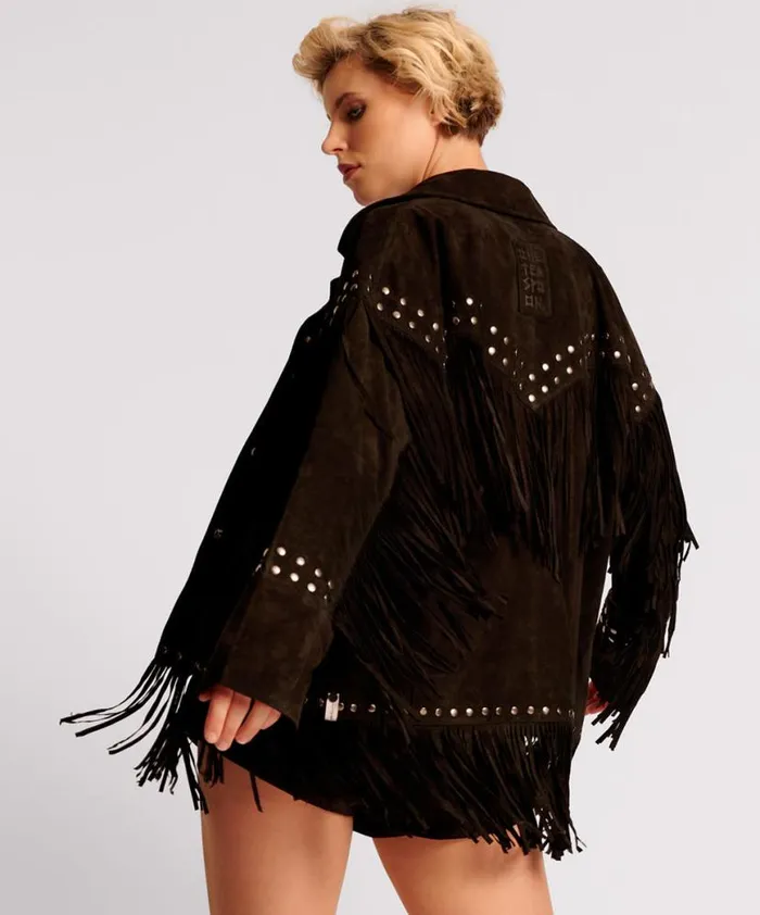 Women One Teaspoon Jackets GOTHIC RODEO FRINGED SUEDE STUDDED JACKET Women One Teaspoon Jackets GOTHIC RODEO FRINGED SUEDE STUDDED JACKET