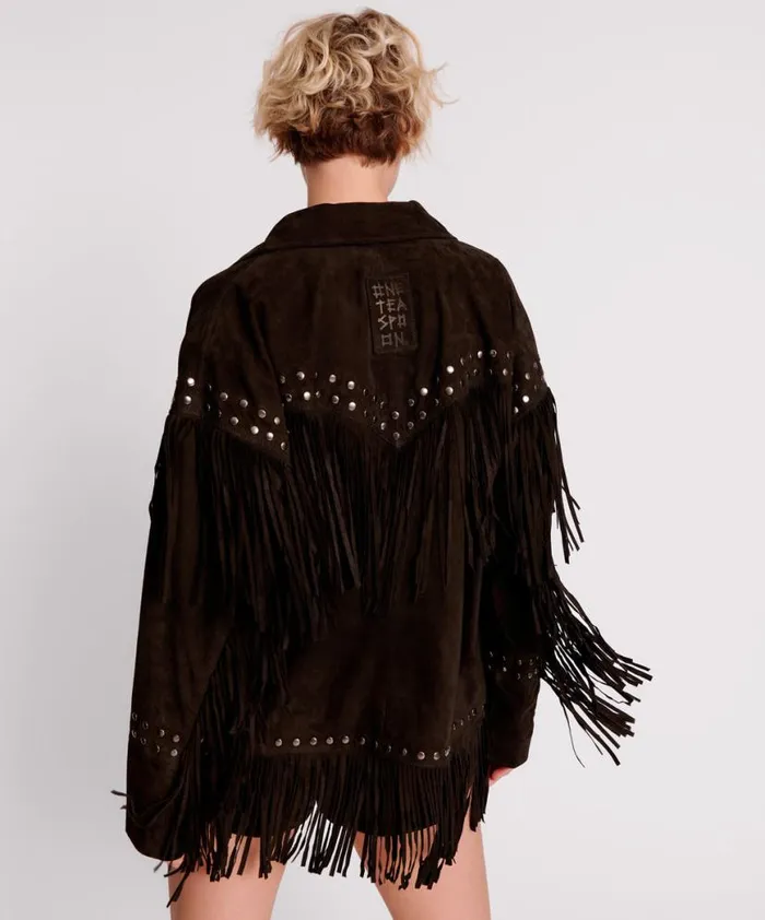 Women One Teaspoon Jackets GOTHIC RODEO FRINGED SUEDE STUDDED JACKET Women One Teaspoon Jackets GOTHIC RODEO FRINGED SUEDE STUDDED JACKET