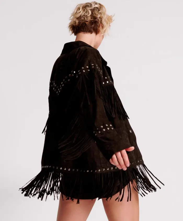 Women One Teaspoon Jackets GOTHIC RODEO FRINGED SUEDE STUDDED JACKET Women One Teaspoon Jackets GOTHIC RODEO FRINGED SUEDE STUDDED JACKET
