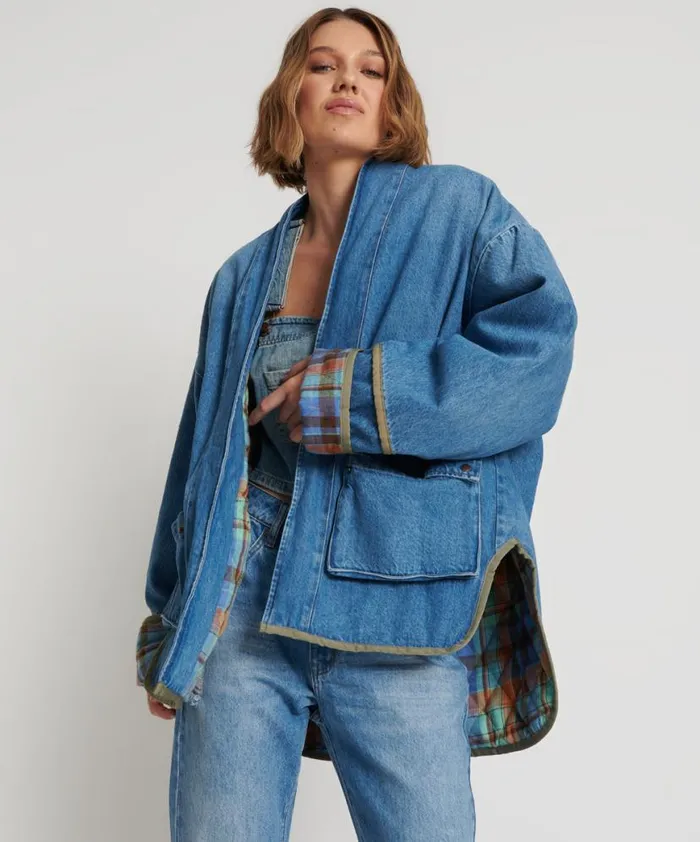 Women One Teaspoon Jackets KIMONO DENIM QUILTED JACKET