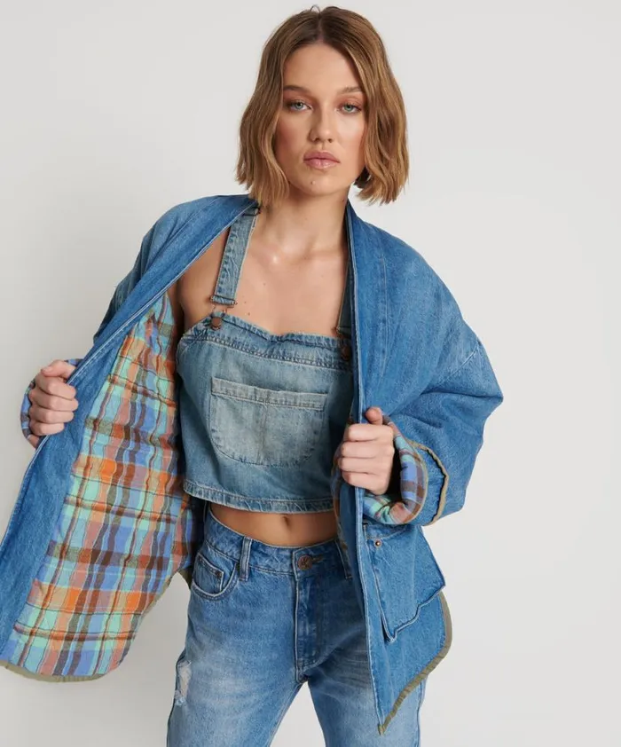 Women One Teaspoon Jackets KIMONO DENIM QUILTED JACKET Women One Teaspoon Jackets KIMONO DENIM QUILTED JACKET