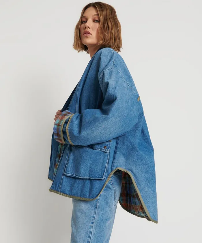 Women One Teaspoon Jackets KIMONO DENIM QUILTED JACKET Women One Teaspoon Jackets KIMONO DENIM QUILTED JACKET