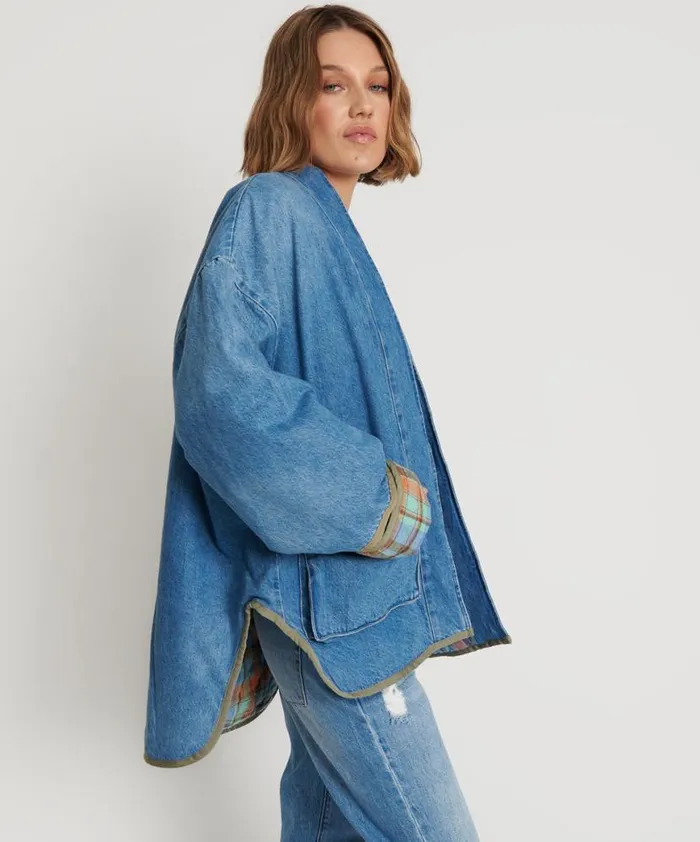Women One Teaspoon Jackets KIMONO DENIM QUILTED JACKET Women One Teaspoon Jackets KIMONO DENIM QUILTED JACKET