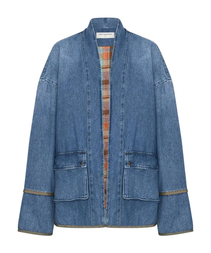 Women One Teaspoon Jackets KIMONO DENIM QUILTED JACKET Women One Teaspoon Jackets KIMONO DENIM QUILTED JACKET