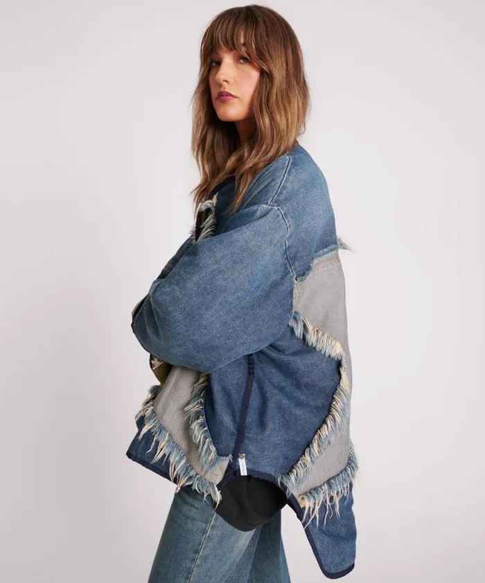 Women One Teaspoon Jackets MEMPHIS LIGHT STAR DENIM WADDED JACKET Women One Teaspoon Jackets MEMPHIS LIGHT STAR DENIM WADDED JACKET