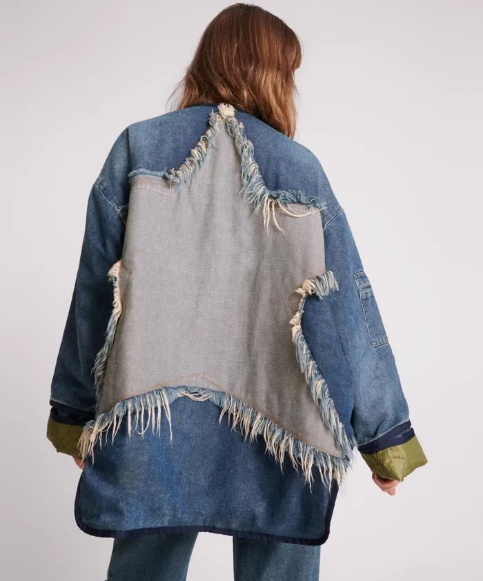 Women One Teaspoon Jackets MEMPHIS LIGHT STAR DENIM WADDED JACKET Women One Teaspoon Jackets MEMPHIS LIGHT STAR DENIM WADDED JACKET