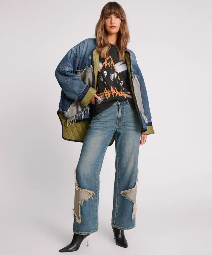 Women One Teaspoon Jackets MEMPHIS LIGHT STAR DENIM WADDED JACKET Women One Teaspoon Jackets MEMPHIS LIGHT STAR DENIM WADDED JACKET
