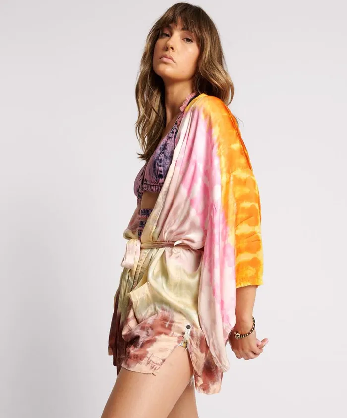 Women One Teaspoon Jackets MIRAGE HAND DYED SATIN KIMONO Women One Teaspoon Jackets MIRAGE HAND DYED SATIN KIMONO