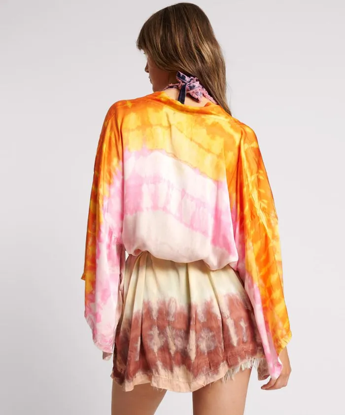 Women One Teaspoon Jackets MIRAGE HAND DYED SATIN KIMONO Women One Teaspoon Jackets MIRAGE HAND DYED SATIN KIMONO
