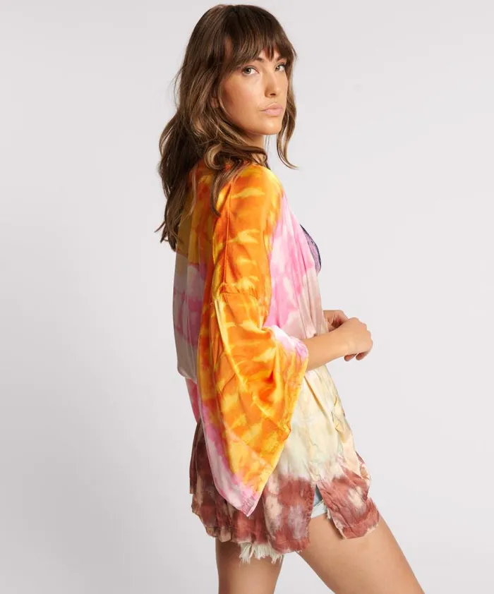 Women One Teaspoon Jackets MIRAGE HAND DYED SATIN KIMONO Women One Teaspoon Jackets MIRAGE HAND DYED SATIN KIMONO