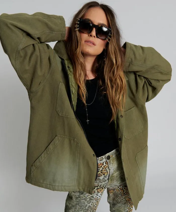 Women One Teaspoon Jackets MY BOYFRIENDS JACKET KHAKI Women One Teaspoon Jackets MY BOYFRIENDS JACKET KHAKI