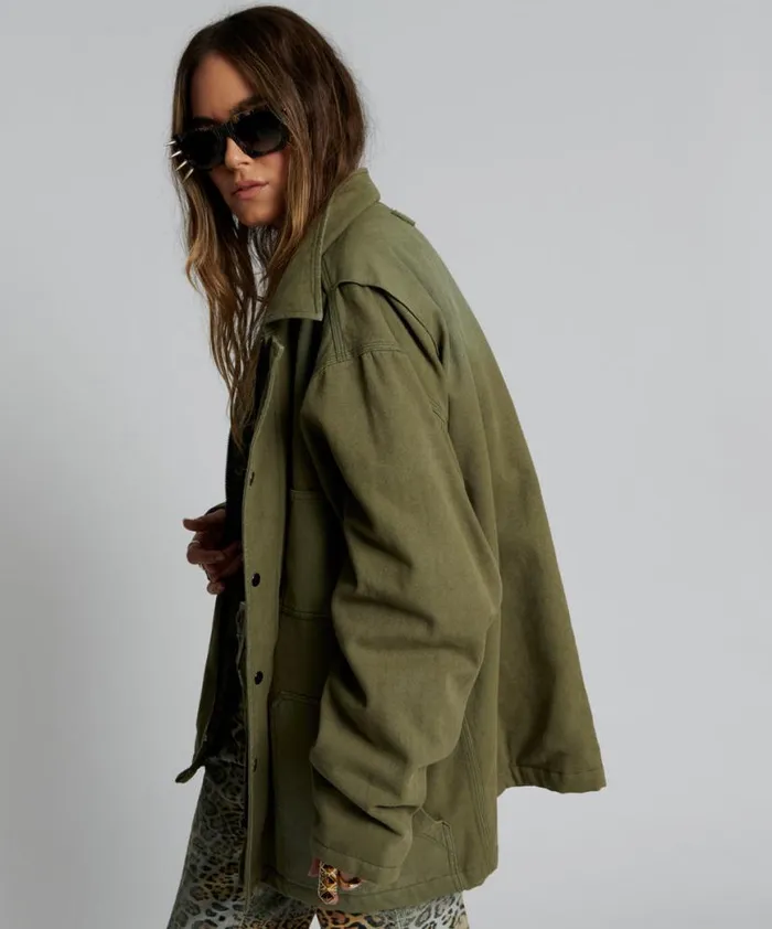 Women One Teaspoon Jackets MY BOYFRIENDS JACKET KHAKI Women One Teaspoon Jackets MY BOYFRIENDS JACKET KHAKI