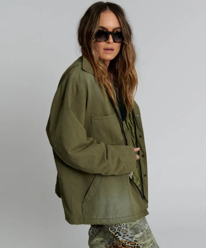 Women One Teaspoon Jackets MY BOYFRIENDS JACKET KHAKI Women One Teaspoon Jackets MY BOYFRIENDS JACKET KHAKI