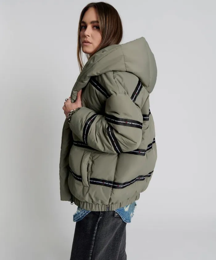 Women One Teaspoon Jackets OT KHAKI PUFFA JACKET Women One Teaspoon Jackets OT KHAKI PUFFA JACKET