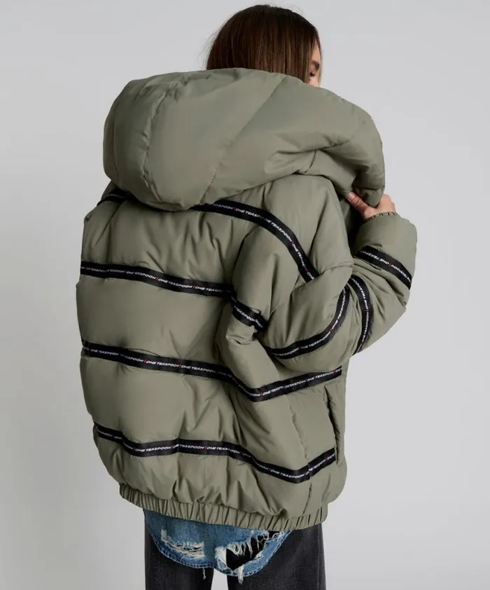 Women One Teaspoon Jackets OT KHAKI PUFFA JACKET Women One Teaspoon Jackets OT KHAKI PUFFA JACKET
