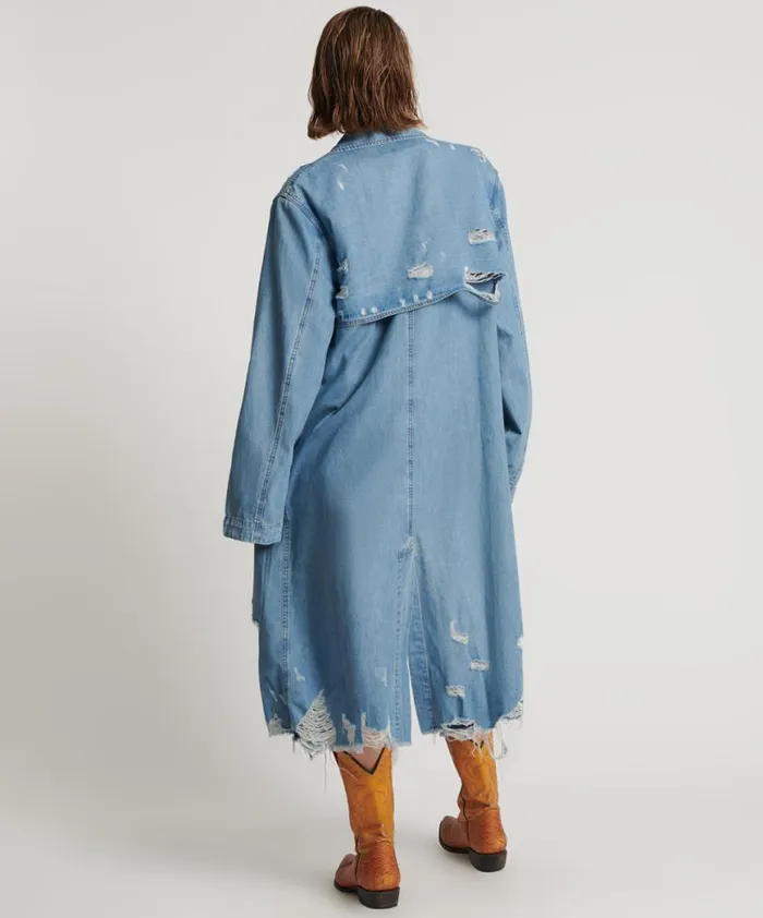 Women One Teaspoon Jackets PACIFICA DENIM TRENCH COAT Women One Teaspoon Jackets PACIFICA DENIM TRENCH COAT