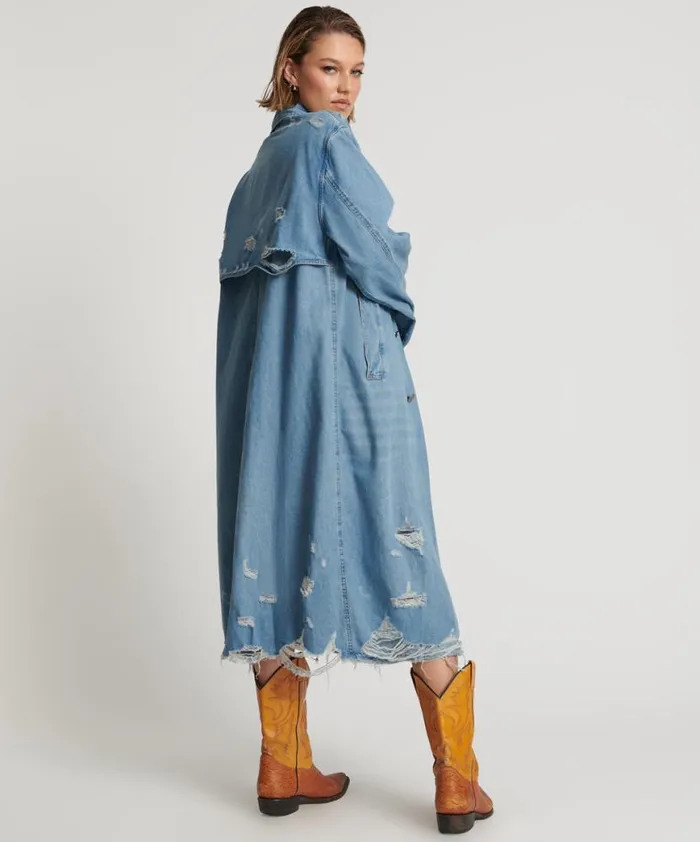Women One Teaspoon Jackets PACIFICA DENIM TRENCH COAT Women One Teaspoon Jackets PACIFICA DENIM TRENCH COAT