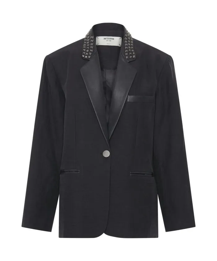 Women One Teaspoon Jackets PUNK STUDDED LINEN BLAZER Women One Teaspoon Jackets PUNK STUDDED LINEN BLAZER