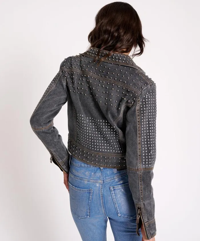 Women One Teaspoon Jackets REBEL REBEL STUDDED DENIM JACKET Women One Teaspoon Jackets REBEL REBEL STUDDED DENIM JACKET
