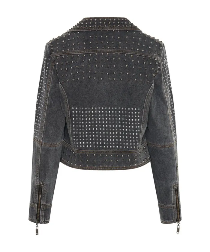 Women One Teaspoon Jackets REBEL REBEL STUDDED DENIM JACKET Women One Teaspoon Jackets REBEL REBEL STUDDED DENIM JACKET