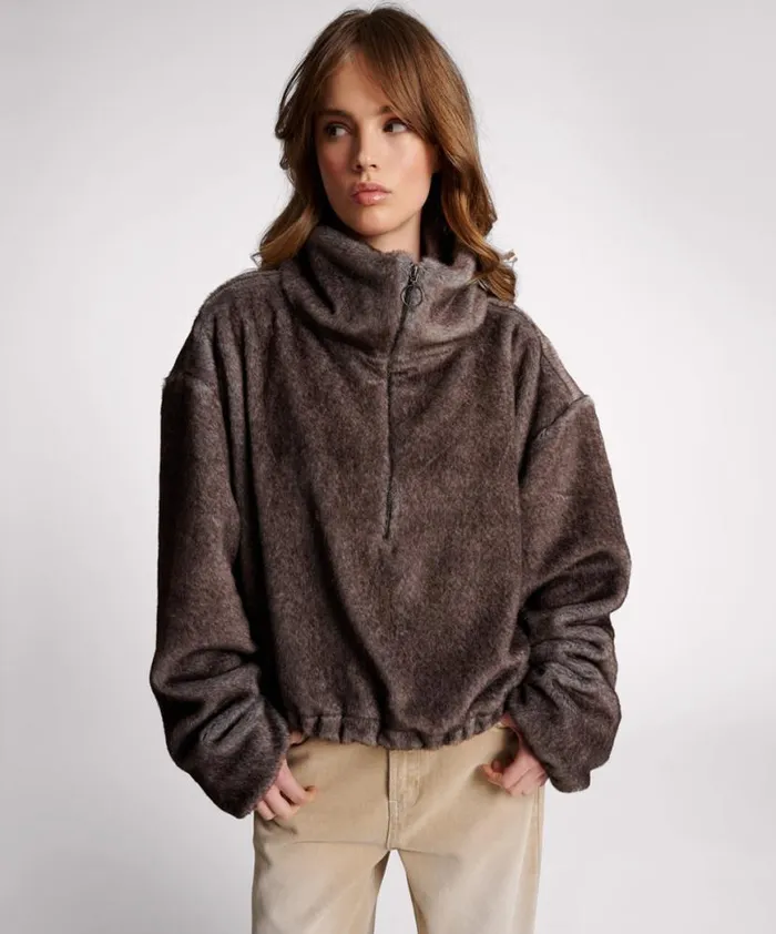 Women One Teaspoon Jackets SAUVAGE FAUX FUR CROPPED PULLOVER JACKET Women One Teaspoon Jackets SAUVAGE FAUX FUR CROPPED PULLOVER JACKET