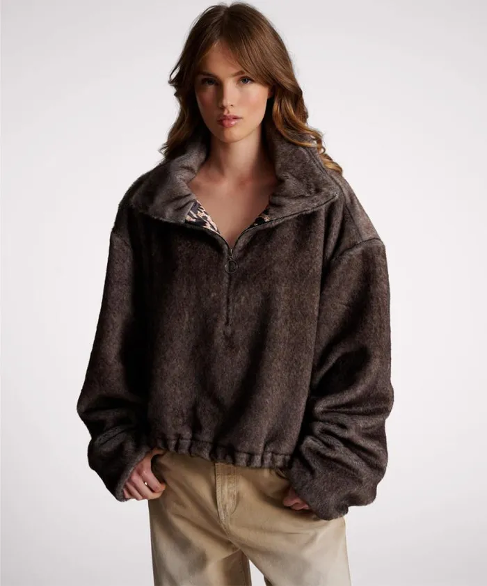 Women One Teaspoon Jackets SAUVAGE FAUX FUR CROPPED PULLOVER JACKET Women One Teaspoon Jackets SAUVAGE FAUX FUR CROPPED PULLOVER JACKET