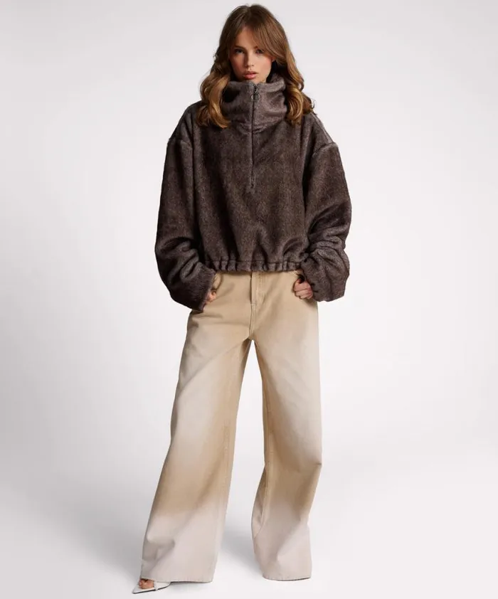 Women One Teaspoon Jackets SAUVAGE FAUX FUR CROPPED PULLOVER JACKET Women One Teaspoon Jackets SAUVAGE FAUX FUR CROPPED PULLOVER JACKET
