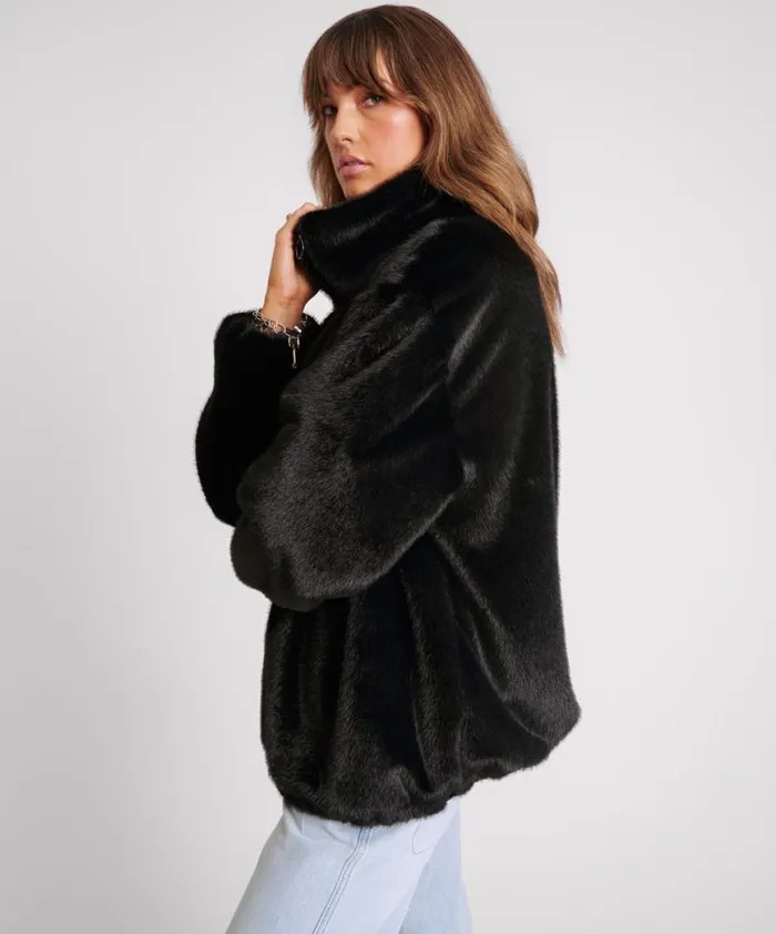 Women One Teaspoon Jackets SAUVAGE FAUX FUR PULLOVER JACKET Women One Teaspoon Jackets SAUVAGE FAUX FUR PULLOVER JACKET