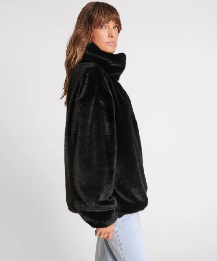 Women One Teaspoon Jackets SAUVAGE FAUX FUR PULLOVER JACKET Women One Teaspoon Jackets SAUVAGE FAUX FUR PULLOVER JACKET