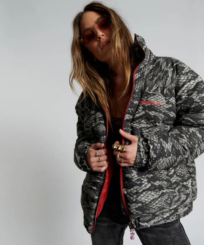Women One Teaspoon Jackets SNAKED DIRTEE LOVE PUFFA JACKET