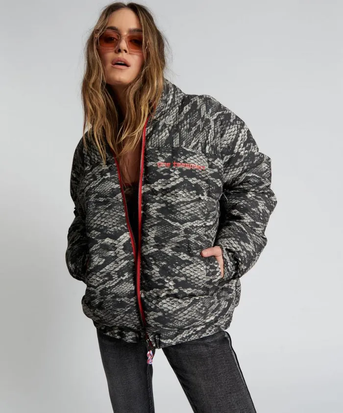 Women One Teaspoon Jackets SNAKED DIRTEE LOVE PUFFA JACKET Women One Teaspoon Jackets SNAKED DIRTEE LOVE PUFFA JACKET