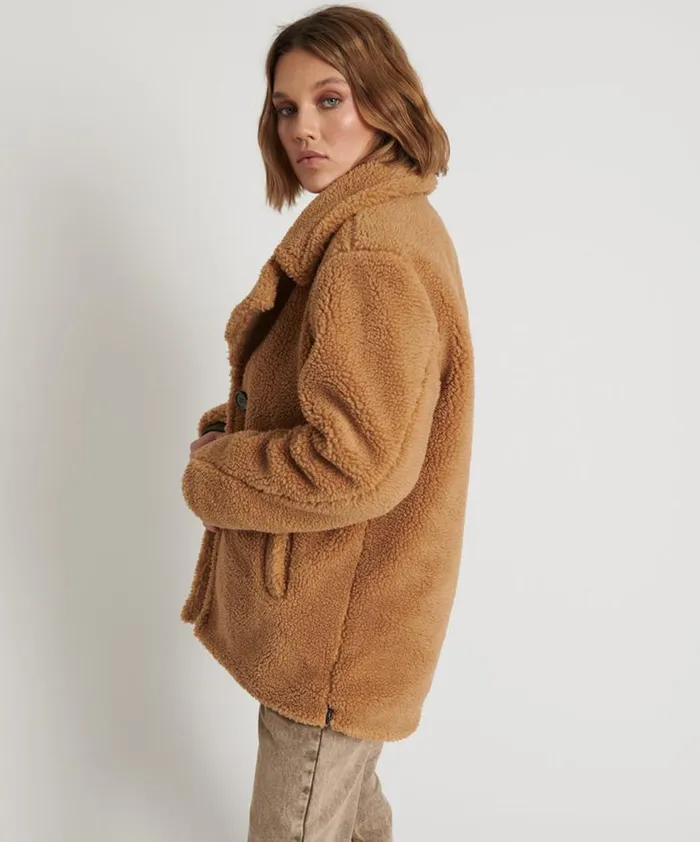 Women One Teaspoon Jackets TAN TEDDY COAT Women One Teaspoon Jackets TAN TEDDY COAT
