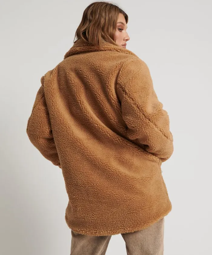Women One Teaspoon Jackets TAN TEDDY COAT Women One Teaspoon Jackets TAN TEDDY COAT