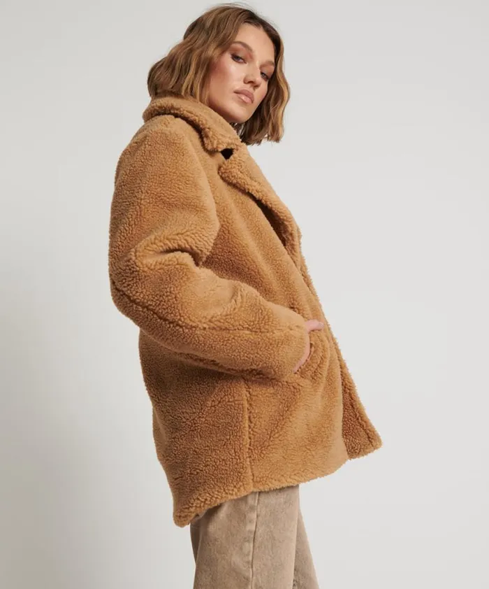 Women One Teaspoon Jackets TAN TEDDY COAT Women One Teaspoon Jackets TAN TEDDY COAT