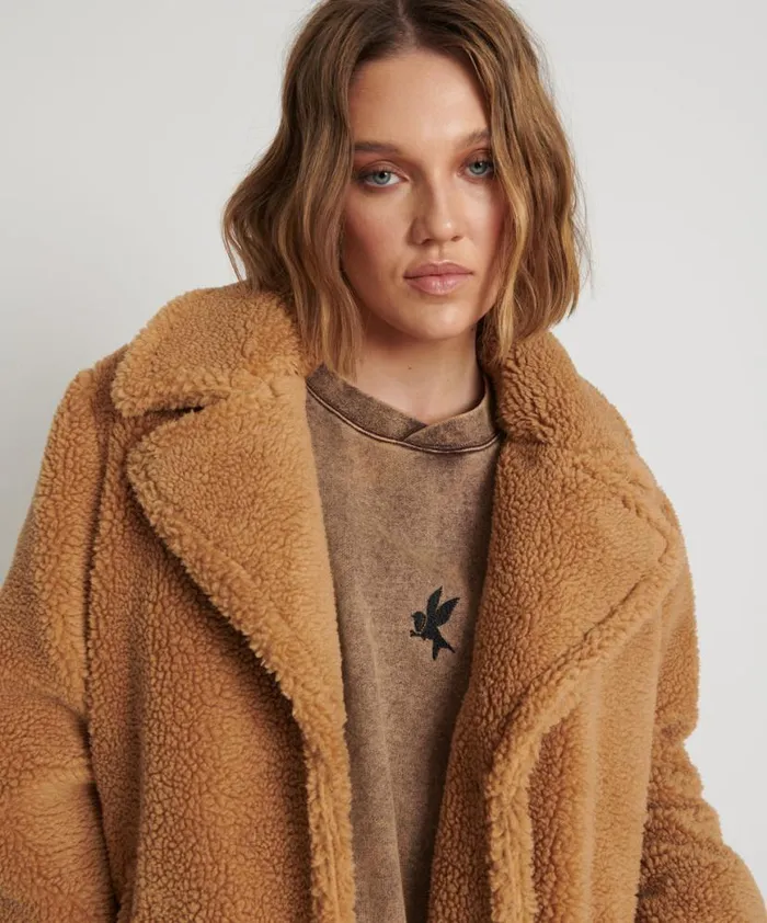 Women One Teaspoon Jackets TAN TEDDY COAT Women One Teaspoon Jackets TAN TEDDY COAT