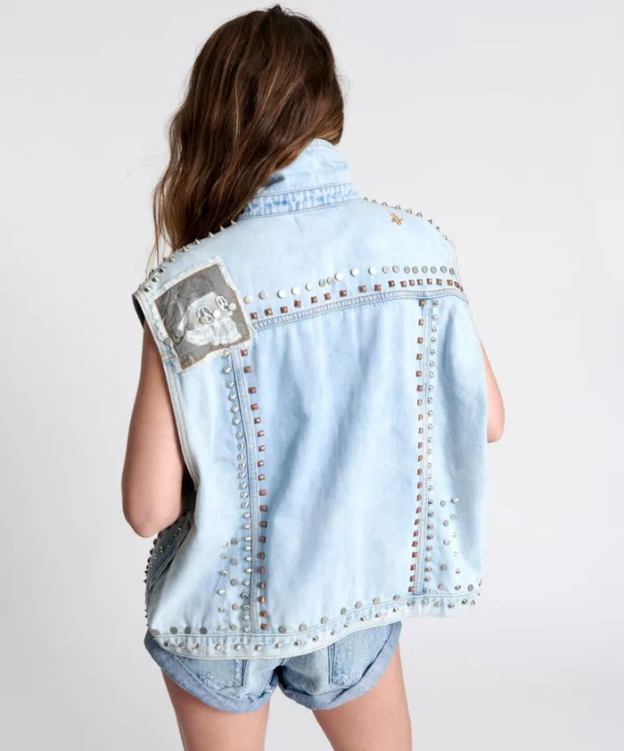 Women One Teaspoon Jackets TORNADO STUDDED PUNK SLEEVELESS JACKET Women One Teaspoon Jackets TORNADO STUDDED PUNK SLEEVELESS JACKET