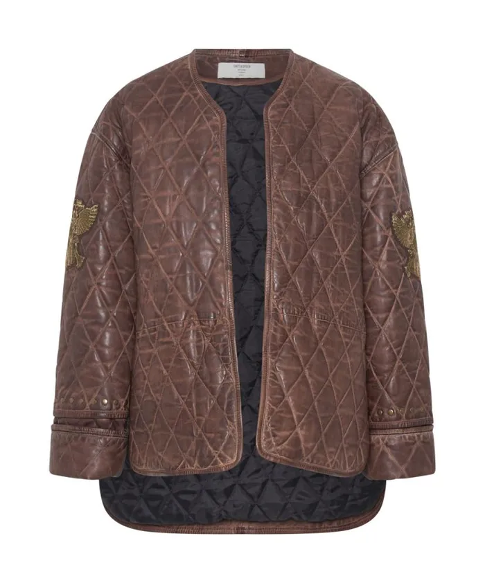 Women One Teaspoon Jackets VINTAGE BROWN EAGLE EYE WADDED JACKET Women One Teaspoon Jackets VINTAGE BROWN EAGLE EYE WADDED JACKET