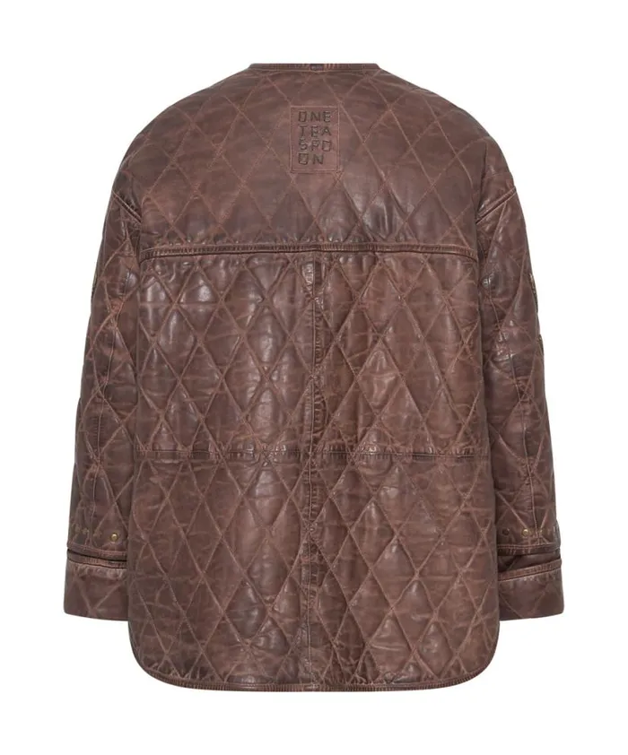 Women One Teaspoon Jackets VINTAGE BROWN EAGLE EYE WADDED JACKET Women One Teaspoon Jackets VINTAGE BROWN EAGLE EYE WADDED JACKET