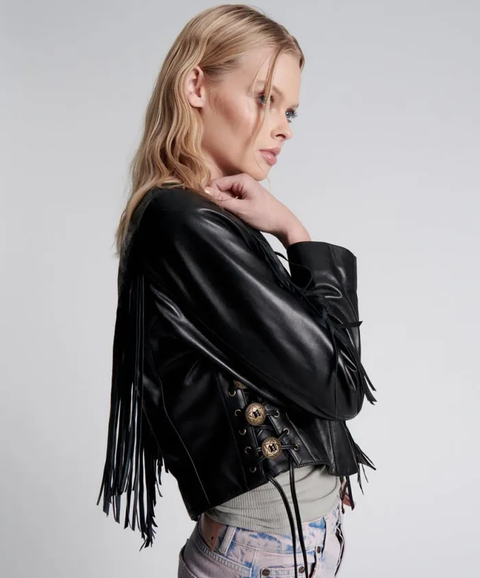 Women One Teaspoon Jackets WANDERER FRINGED LEATHER JACKET Women One Teaspoon Jackets WANDERER FRINGED LEATHER JACKET