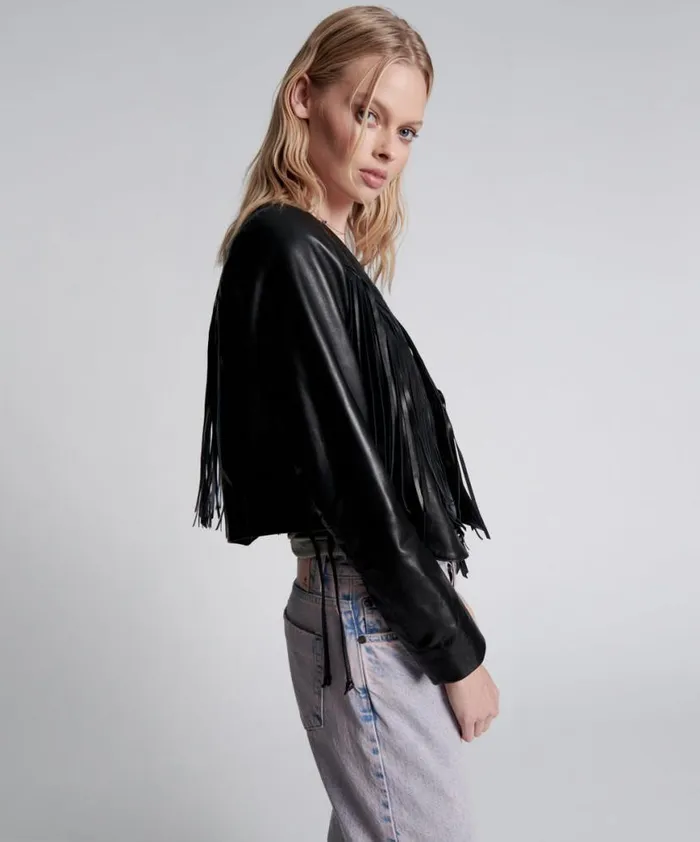 Women One Teaspoon Jackets WANDERER FRINGED LEATHER JACKET Women One Teaspoon Jackets WANDERER FRINGED LEATHER JACKET
