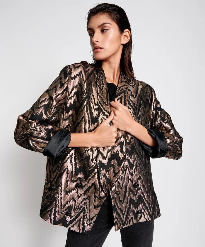 Women One Teaspoon Jackets WAVE LENGTH METALLIC BLAZER Women One Teaspoon Jackets WAVE LENGTH METALLIC BLAZER