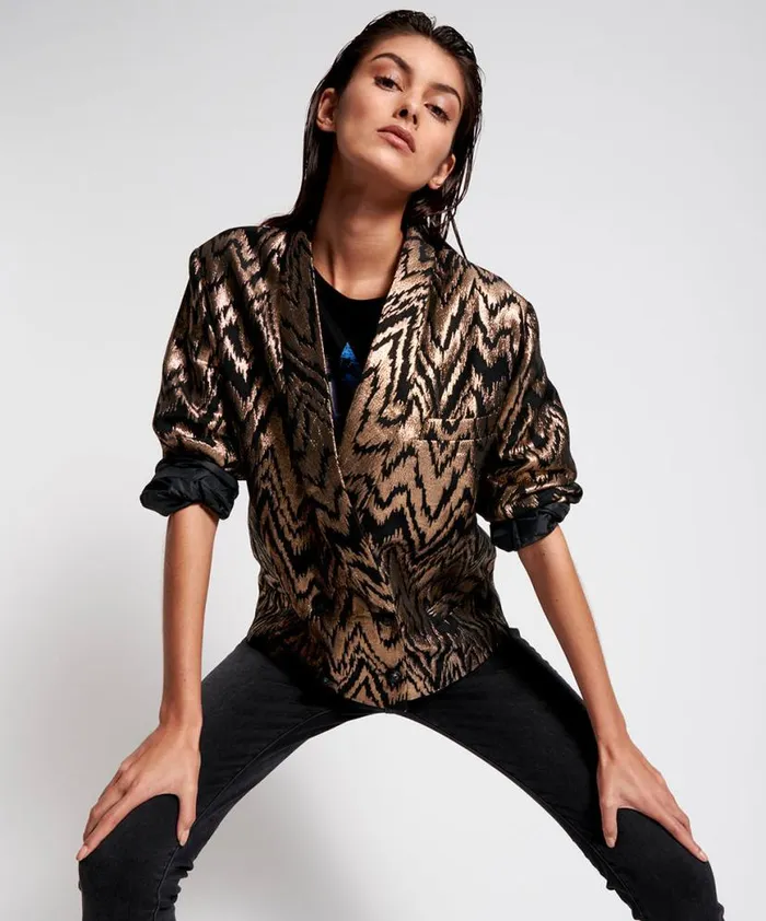 Women One Teaspoon Jackets WAVE LENGTH METALLIC BLAZER Women One Teaspoon Jackets WAVE LENGTH METALLIC BLAZER