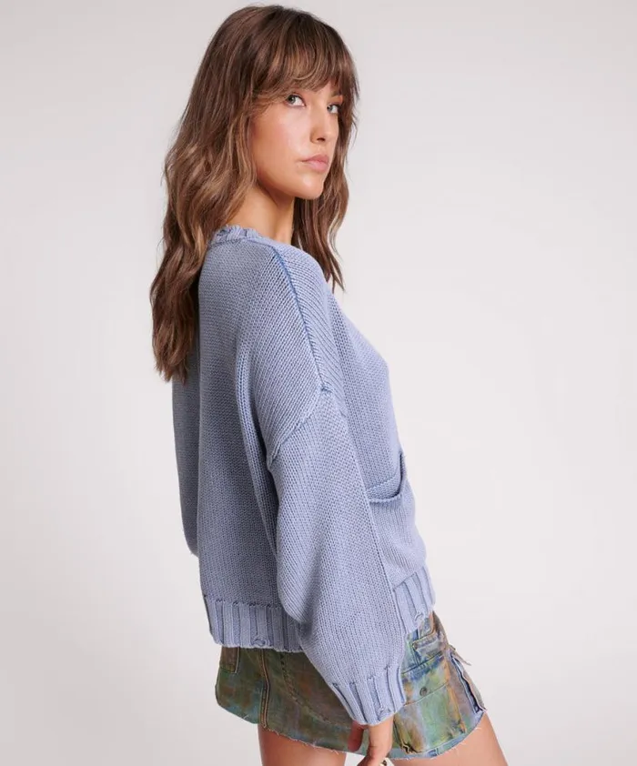 Women One Teaspoon Knitwear ACID WASHED OVERSIZED POCKET SWEATER Women One Teaspoon Knitwear ACID WASHED OVERSIZED POCKET SWEATER
