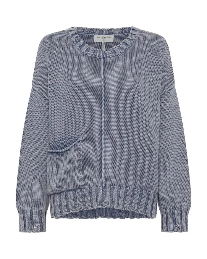 Women One Teaspoon Knitwear ACID WASHED OVERSIZED POCKET SWEATER Women One Teaspoon Knitwear ACID WASHED OVERSIZED POCKET SWEATER