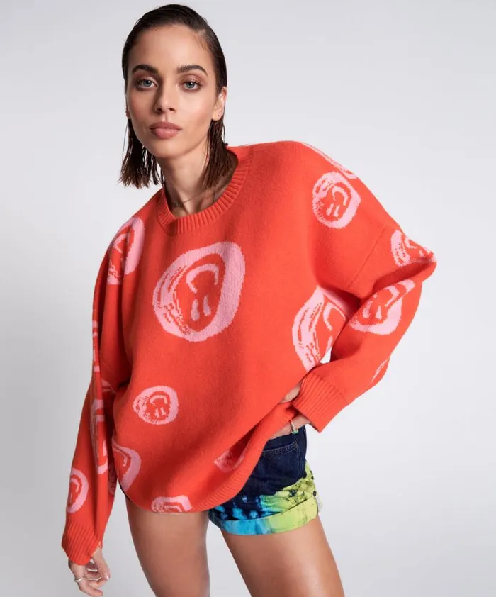 Women One Teaspoon Knitwear ALL OVER SMILEY KNIT SWEATER Women One Teaspoon Knitwear ALL OVER SMILEY KNIT SWEATER