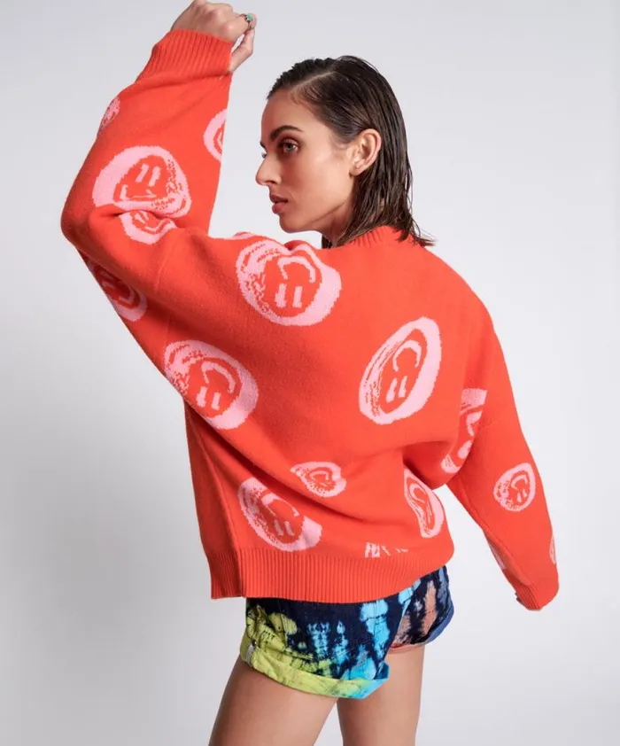 Women One Teaspoon Knitwear ALL OVER SMILEY KNIT SWEATER Women One Teaspoon Knitwear ALL OVER SMILEY KNIT SWEATER