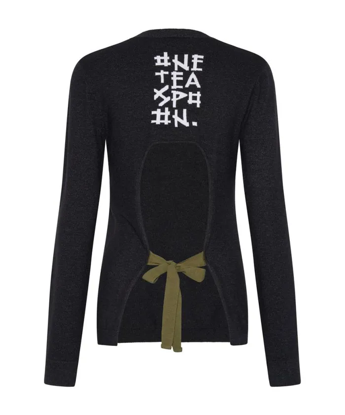 Women One Teaspoon Knitwear BLACK PEEP HOLE LONG SLEEVE KNIT TOP Women One Teaspoon Knitwear BLACK PEEP HOLE LONG SLEEVE KNIT TOP